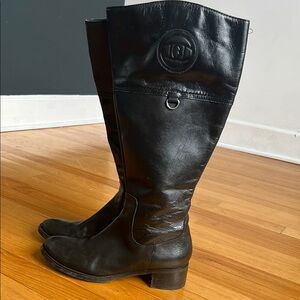 Etienne Aigner Black Leather Knee-High Vintage Riding Boots
